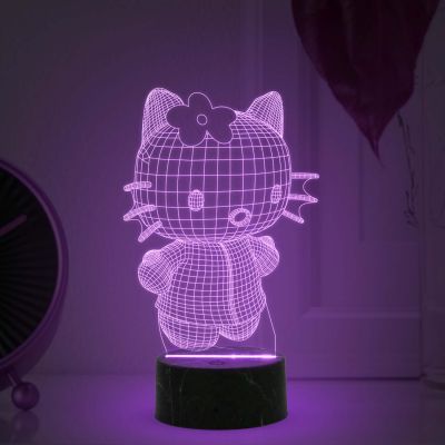 3D Illusion Hello Kitty Led Night Lamp with multicolored Light Best Gift for Children Girls Gift for Cartoon Lover